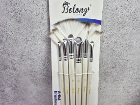 Pack 6 pinceles mgo blanco cerda borde negro BOLONG abanico